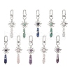 Copper Wire Wrapped Natural Gemstone Pointed Bullet Pendant Decorations HJEW-JM03103-1