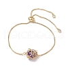 Round Natural Mixed Gemstone Macrame Pouch Link Bracelets BJEW-JB10653-01-3