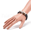 2Pcs 2 Style Natural Howlite & Tiger Eye & Lava Rock Stretch Bracelets Set with Alloy Tube BJEW-JB08474-3