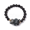 Natural Gemstone Beaded Finger Rings RJEW-TA00190-4