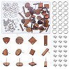 DICOSMETIC 20 Pairs 4 Style Flat Round & Rhombus & Triangle & Rectangle Wood Stud Earring Findings DIY-DC0002-86-1