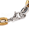 201 Stainless Steel Rectangle Link Chain Bracelets BJEW-B078-51GP-2