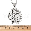 304 Stainless Steel Hollow Cut American Indian Chief Pendant Necklaces NJEW-H065-13P-3