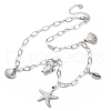 Summer Beach 304 Stainless Steel Starfish Shell Shaped Bib Necklaces NJEW-R026-17P-4