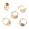 5Pcs 5 Style Natural Mixed Gemstone Round Finger Rings Set RJEW-JR00590-01-1