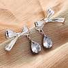 304 Stainless Steel Rhinestone Stud Earrings EJEW-Z098-09P-1