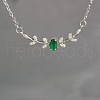 Branch with Oval Brass Cubic Zirconia Pendant Necklaces for Women FS-WG08EC3-01-3