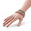 7Pcs 7 Style Natural & Synthetic Mixed Stone Stretch Bracelets Set with Brass Beaded BJEW-JB08772-4