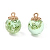 Glass Dried Flower Big Pendants GLAA-P050-01KCG-04-2