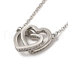 Rack Plating Brass Micro Pave Cubic Zirconia Heart Pendant Necklaces NJEW-H168-02P-2