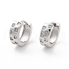 Square Pattern Rack Plating Brass Clear Cubic Zirconia Hoop Earrings for Women EJEW-G409-02P-1