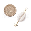3Pcs 3 Styles Natural Cowrie Shell  Copper Wire Wrapped Glass Pearl Pendants PALLOY-JF03503-2