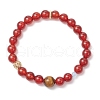 Natural Carnelian and Tiger Eye Stretch Bracelets BJEW-JB11967-02-2