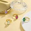 Glass Rhinestone Adjustable Rings RJEW-JR00558-2