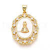 Brass Micro Pave Clear Cubic Zirconia Pendants KK-N268-33G-1