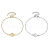 2Pcs 2 Colors 304 Stainless Steel Round Cabochon Setting Bracelets BJEW-JB11092-1