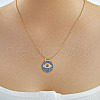 Elegant Brass Micro Pave Cubic Zirconia Blue Evil Eye Pendant Necklaces ZF0142-1-1