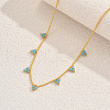 925 Sterling Silver Round Beaded Sky Blue Cubic Zirconia Triangle Tassel Necklaces for Women Summer Gift ZJ0502-4