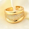 Brass Micro Pave Cubic Zirconia Adjustable Open Cuff Rings for Women RJEW-K292-03G-1