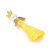 Glass Pearl Round Beaded with Polycotton Tassel Big Pendants PALLOY-MZ00611-3