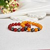 Natural Red Agate Round Beaded Stretch Bracelet BJEW-SW00077-08-6