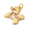 Rack Plating Brass Micro Pave Clear Cubic Zirconia Pendants KK-B092-18G-2