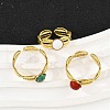 316 Stainless Steel with Natural Mixed Gemstone Cuff Rings RJEW-Z098-01G-04-2