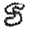 Natural Dyed & Heated Black Agate Nuggets Beaded Necklaces for Women Men NJEW-K388-01P-4