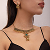 Oval Alloy & Rhinestone Pendant Necklace & Earring FS-WGBAA8A-03-2