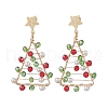Christmas Trees Glass Beads Dangle Stud Earrings EJEW-TA00659-2