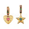 Colorful Cubic Zirconia Star and Heart Dangle Hoop Earrings JE922A-1