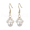 Round Shell Pearl Beads Dangle Earrings EJEW-JE06318-02-2