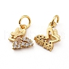 Brass Cubic Zirconia Charms X-RB-I077-08G-RS-1
