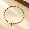 Heart Natural Shell & Colorful Glass Seed Round Beaded Necklaces FS-WGE10D5-04-1
