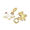 Brass White Enamel Puppy European Dangle Charms KK-K293-45G-2