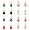 DICOSMETIC 16PCS 8Colors Brass Micro Pave Cubic Zirconia Charms KK-DC0003-74-1
