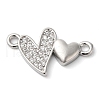 Brass Micro Pave Clear Cubic Zirconia Connector Charms KK-G503-33P-1