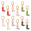 ANATTASOUL 6 Pairs 6 Colors Alloy Enamel Boots Dangle Leverback Earrings with Iron Pins EJEW-AN0004-70-1