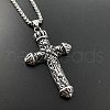 Unique Punk Style Stainless Steel Flower Cross Pendant Necklaces for Men EL3616-1