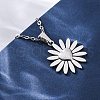 Heart Flower 304 Stainless Steel Pendant Necklaces NJEW-M096-11P-5