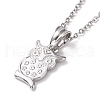 Non-Tarnish 304 Stainless Steel Owl Pendant Necklace for Women STAS-E154-20P-1