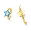 Enamel Star Hoop Earrings with Clear Cubic Zirconia EJEW-E270-02G-3