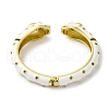 Brass Pave Green Cubic Zirconia Leopard Open Cuff Bangle for Women BJEW-K246-01G-3