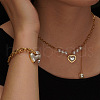Heart 304 Stainless Steel & Plastic Imitation Pearl Pendant Necklaces & Charm Bracelets Sets FS-WGD716F-03-2