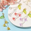4Pcs 4 Colors Flower Glass Pendant Decoration HJEW-TA00312-2