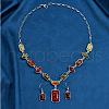 Rectangle Horse Eye Alloy & Resin Pendant Necklaces & Dangle Earrings Sets FS-WGE4E7B-01-4