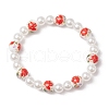 ABS Plastic Imitation Pearl Round Beads Stretch Bracelets for Women BJEW-JB11606-02-2