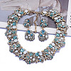 Flower Alloy Rhinestone Chain Necklaces & Stud Dangle Earrings Sets FS-WG8AADA-09-1