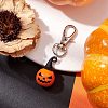 Halloween Theme Wood & Alloy Pumpkin Pendant Decoration HJEW-JM01979-2