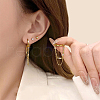 Round Brass Micro Pave Clear Cubic Zirconia Hoop Earrings FS-WG18906-01-2